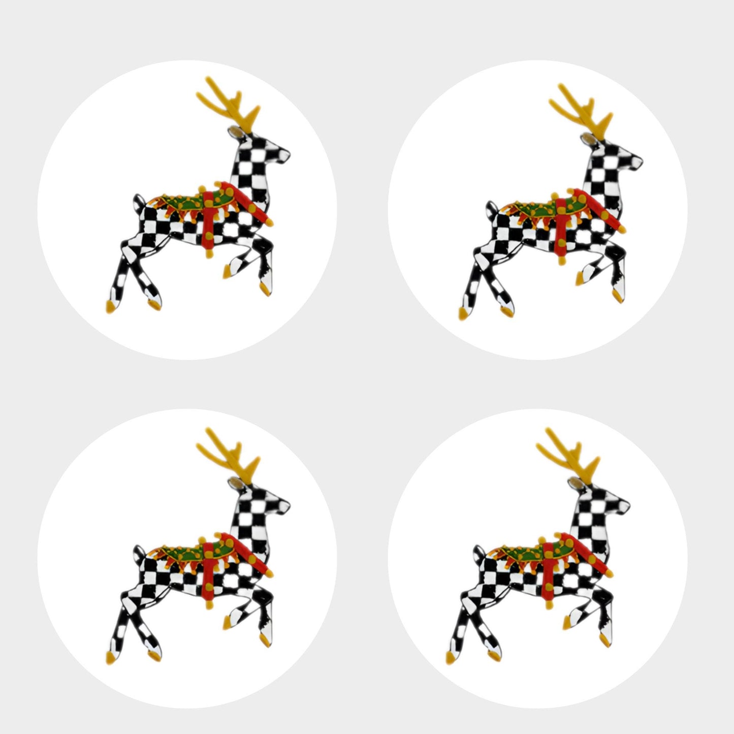 Courtly Check Ceramic Coaster Set, Black and White, Personalized Gift