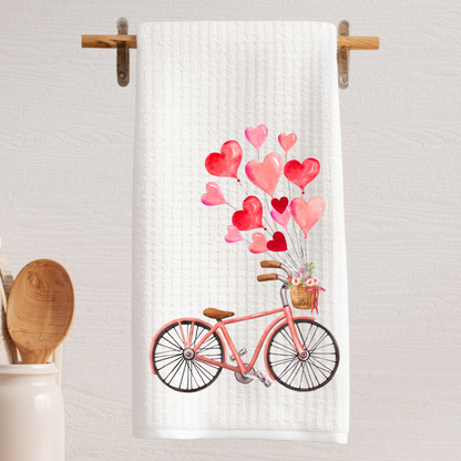 Bicycle of Love Waffle Weave Tea Towel