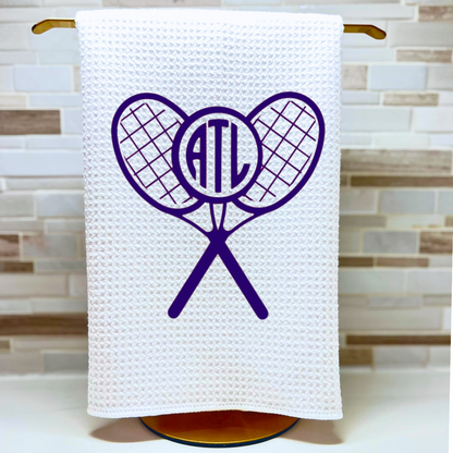 Tennis Monogram Cross Racket Tea Towel