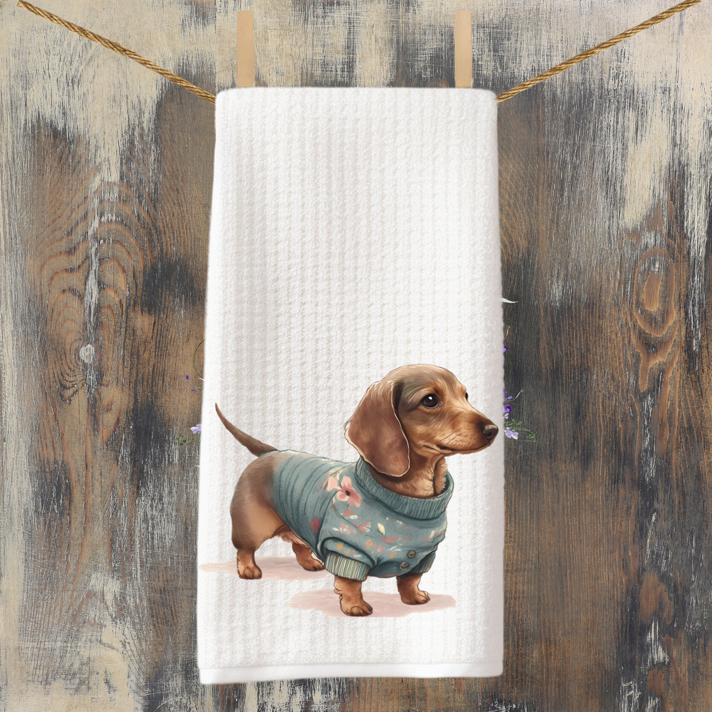 Dachshund in A Sweater Tea Towel