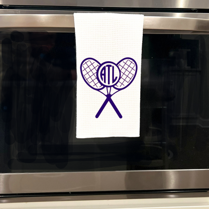 Tennis Monogram Cross Racket Tea Towel