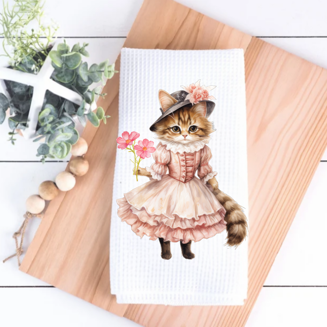 Victorian Cat Collection Tea Towel