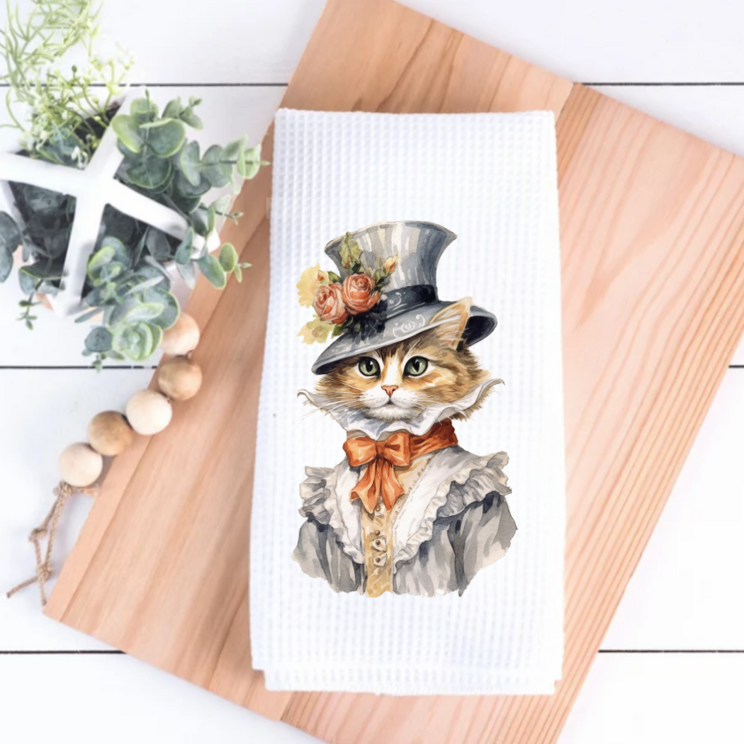 Victorian Cat Collection Tea Towel