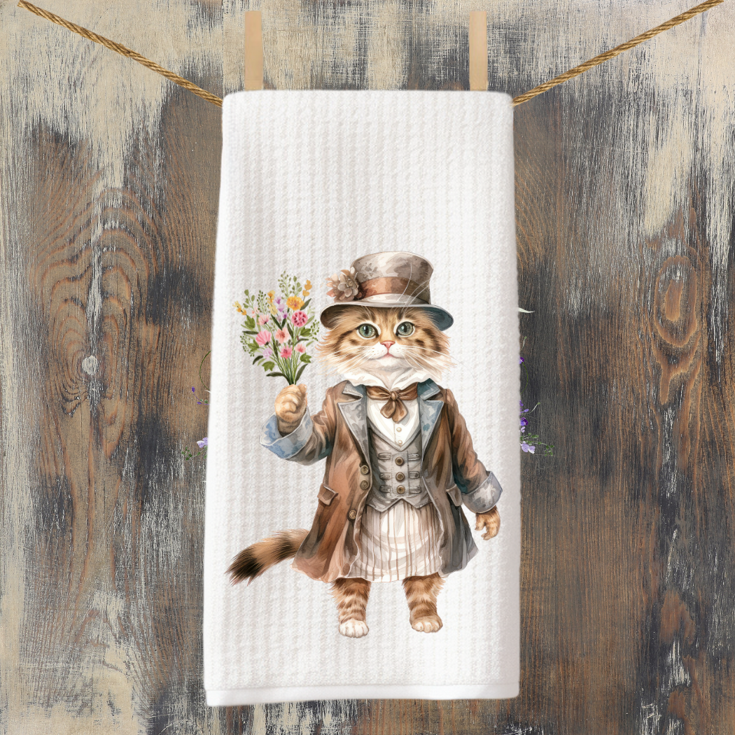 Victorian Cat Collection Tea Towel