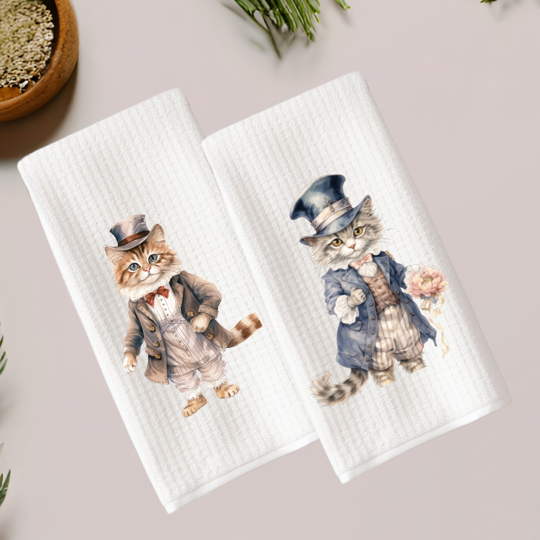 Victorian Cat Collection Tea Towel