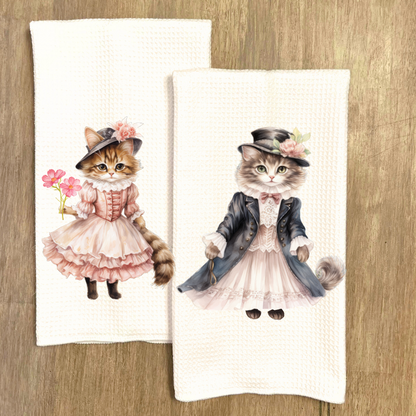 Victorian Cat Collection Tea Towel