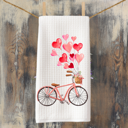 Bicycle of Love Waffle Weave Tea Towel