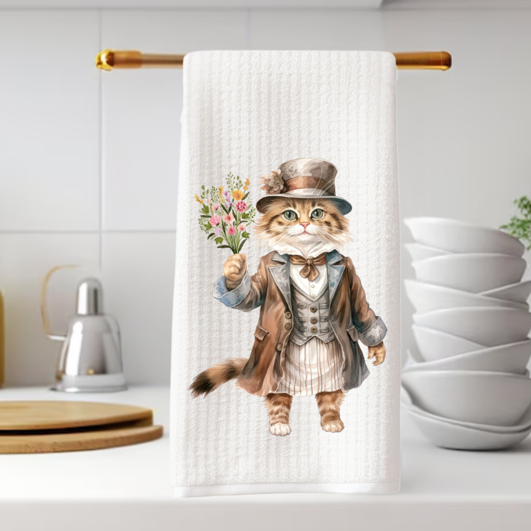 Victorian Cat Collection Tea Towel