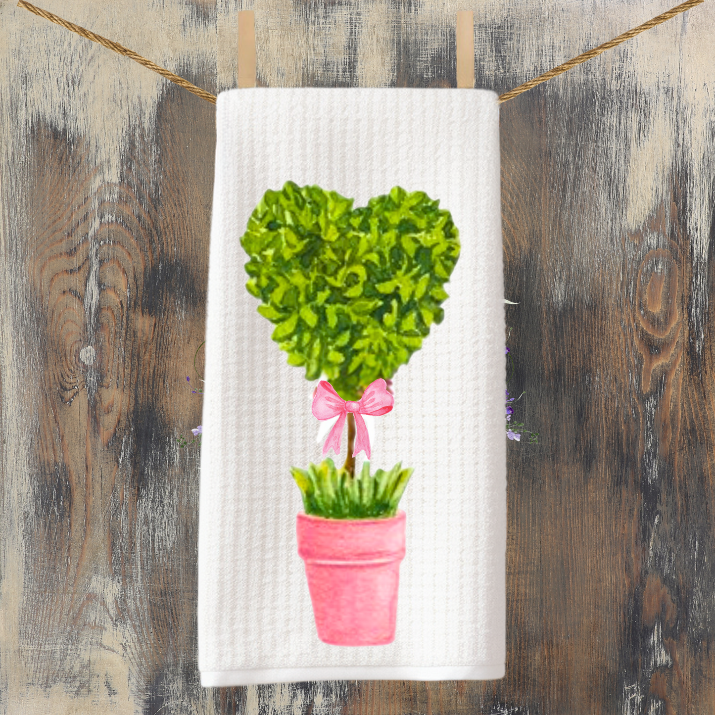 Heart Topiary Tea Towel