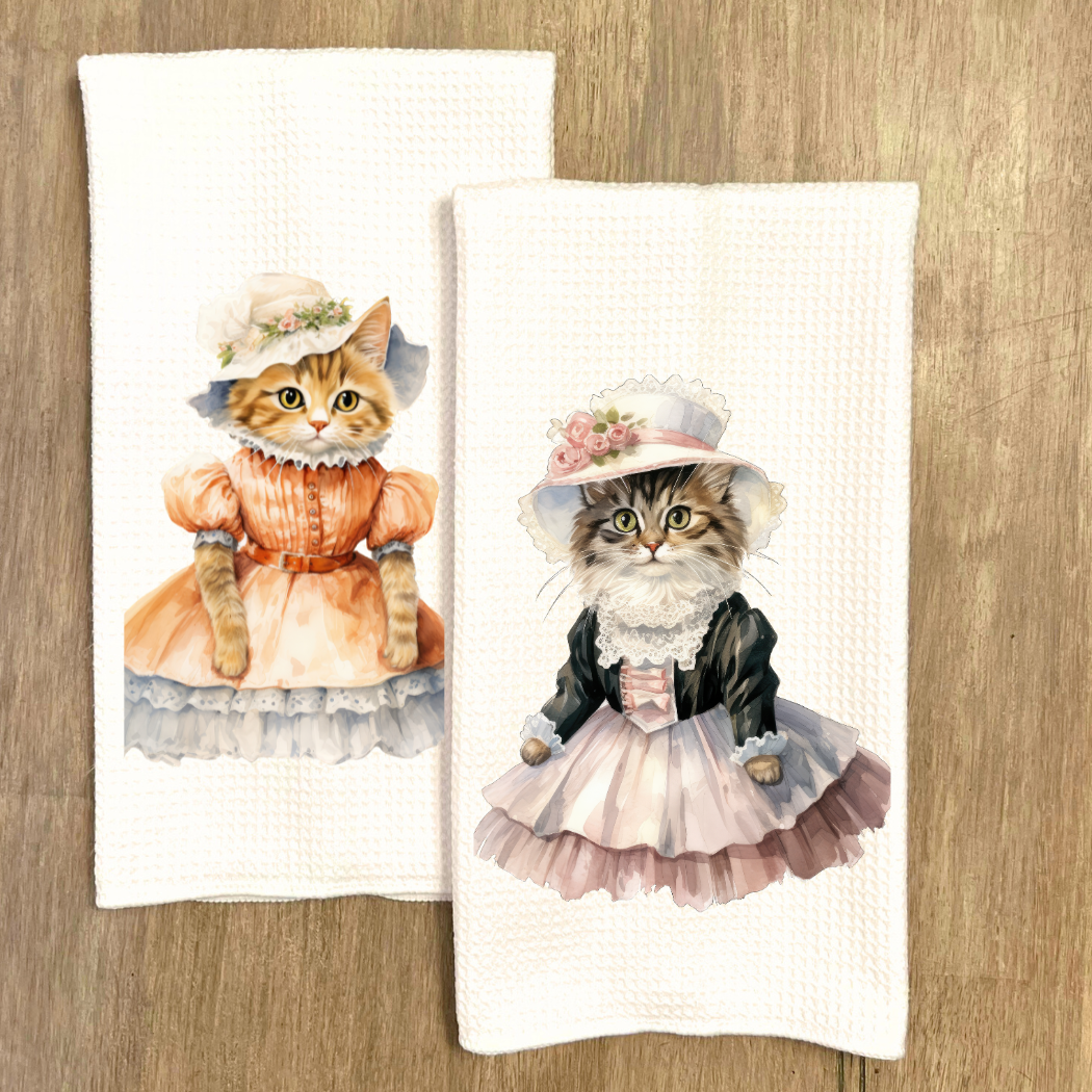 Victorian Cat Collection Tea Towel