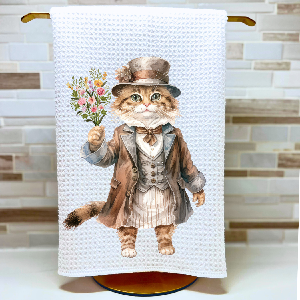 Victorian Cat Collection Tea Towel