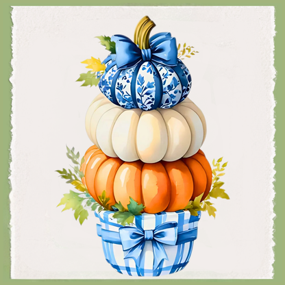 Pumpkin Topiary in Blue Chiny