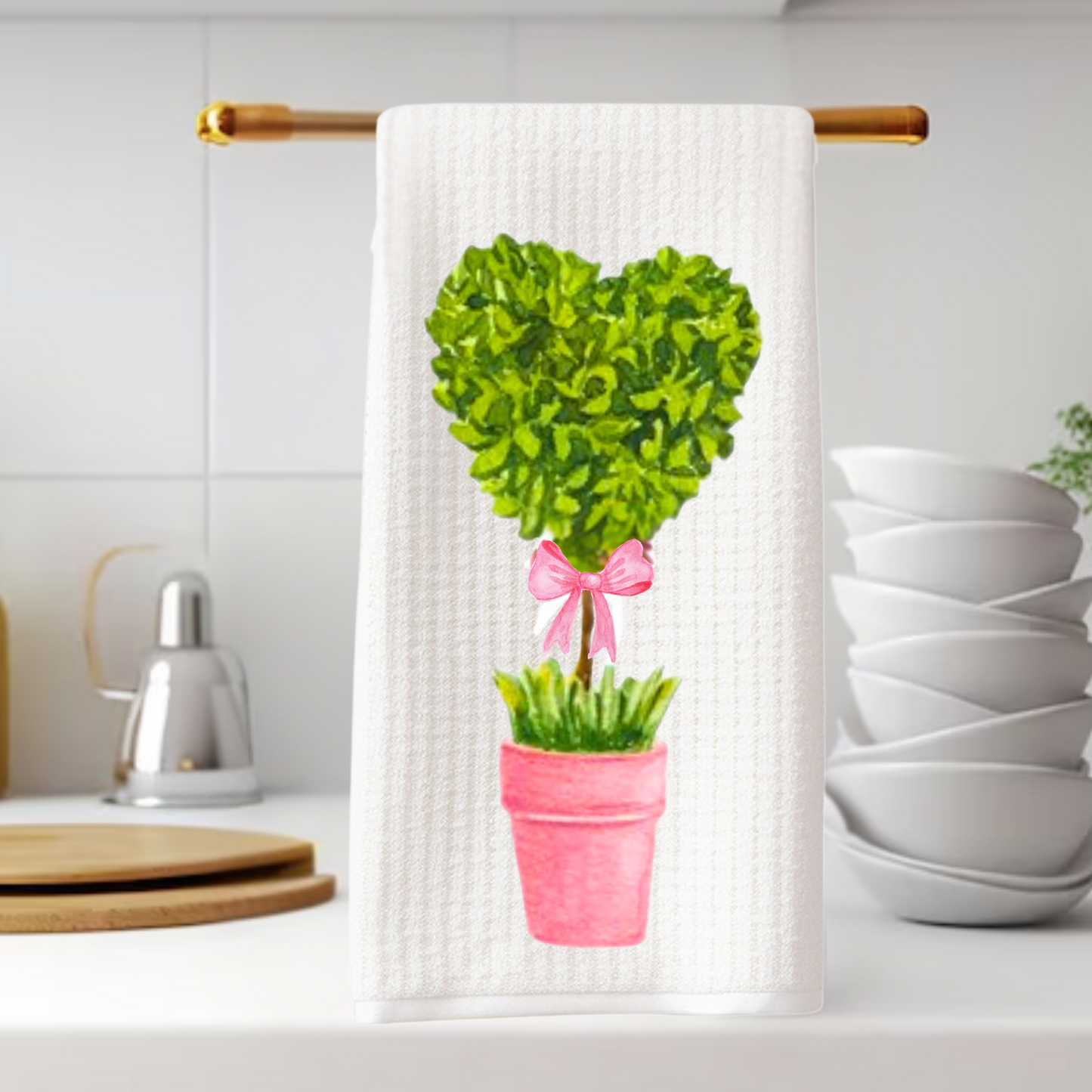 Heart Topiary Tea Towel