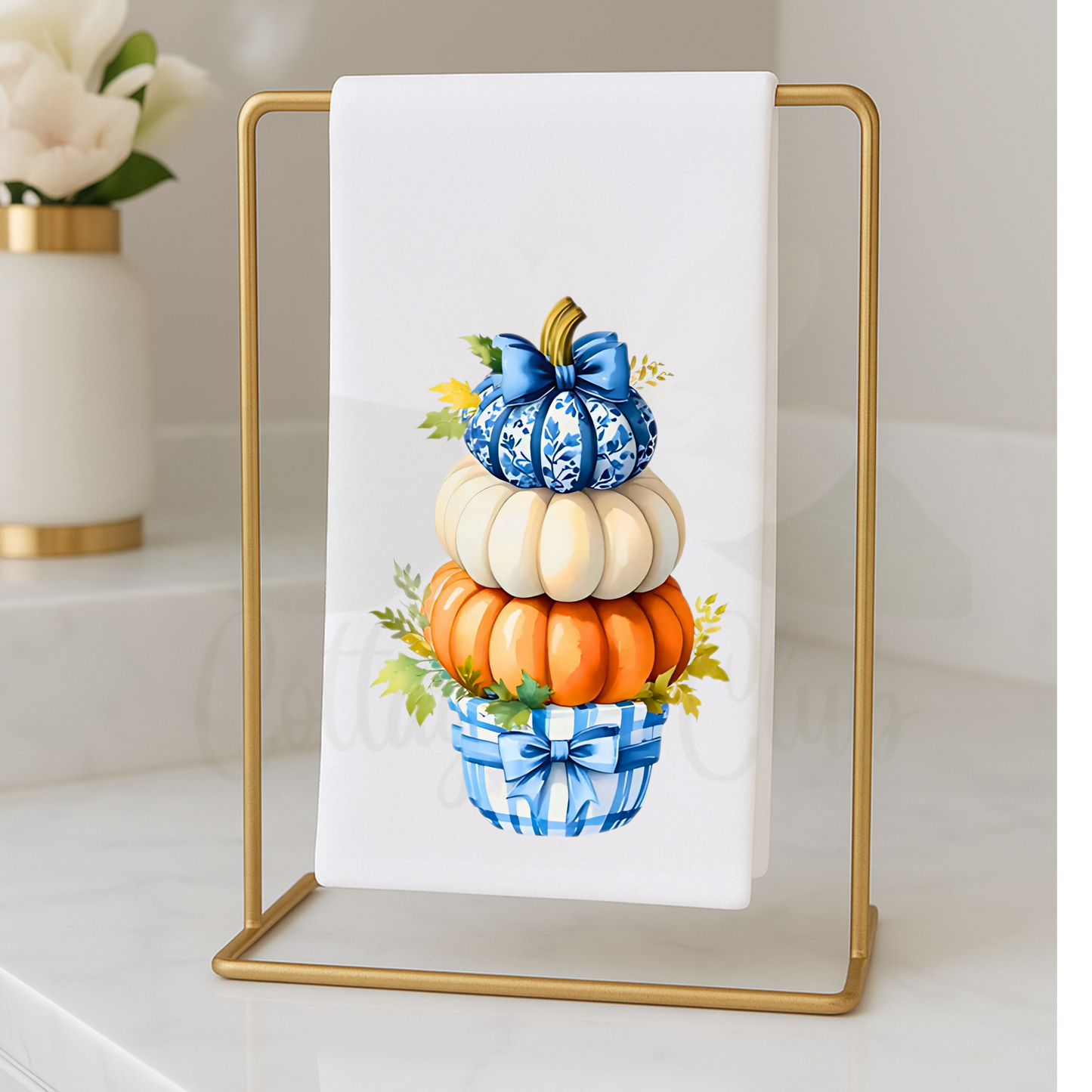 Pumpkin Topiary in Blue Chiny