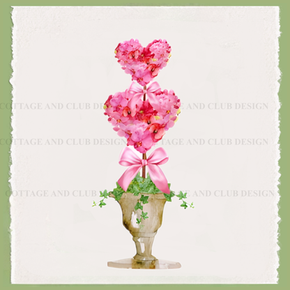 Valentine's Day Heart Topiary Tea Towel