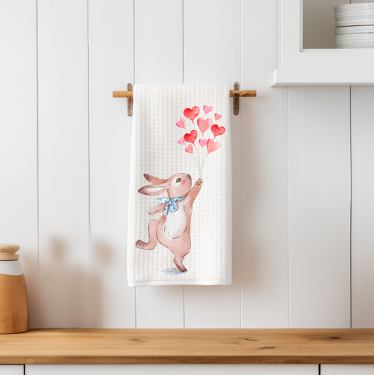 Bunny Love Waffle Weave Tea Towel