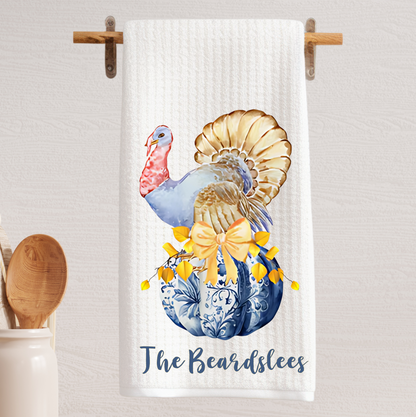 Blue and Gold Turkey Tea Towel