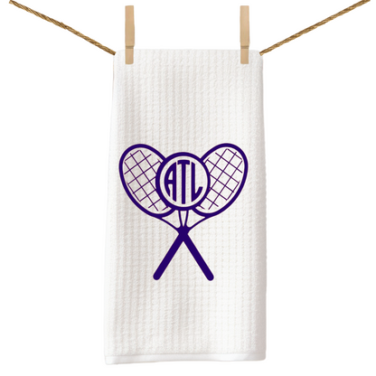 Tennis Monogram Cross Racket Tea Towel