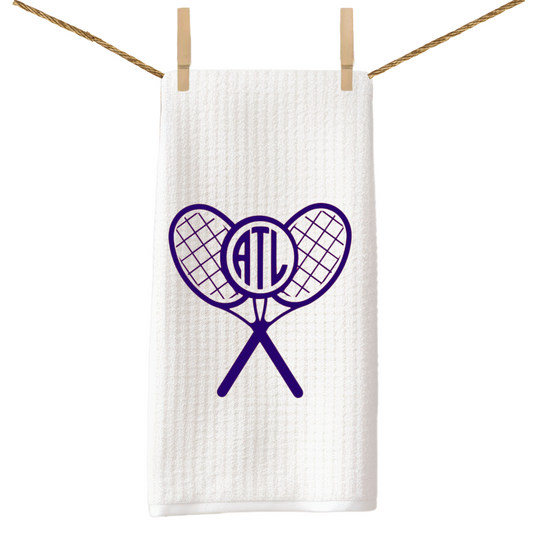 Tennis Monogram Cross Racket Tea Towel