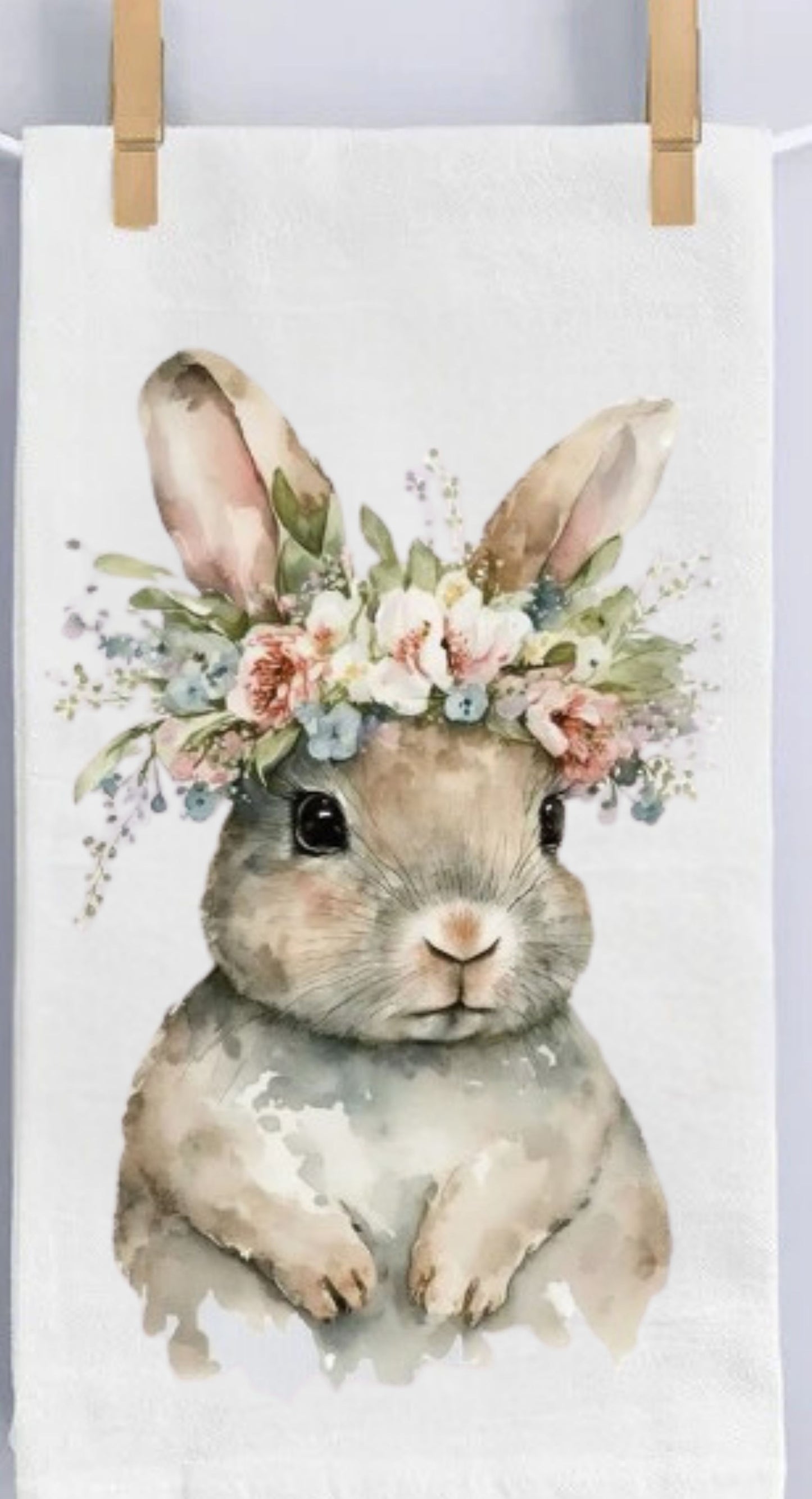 Watercolor Bunny Tea Towel