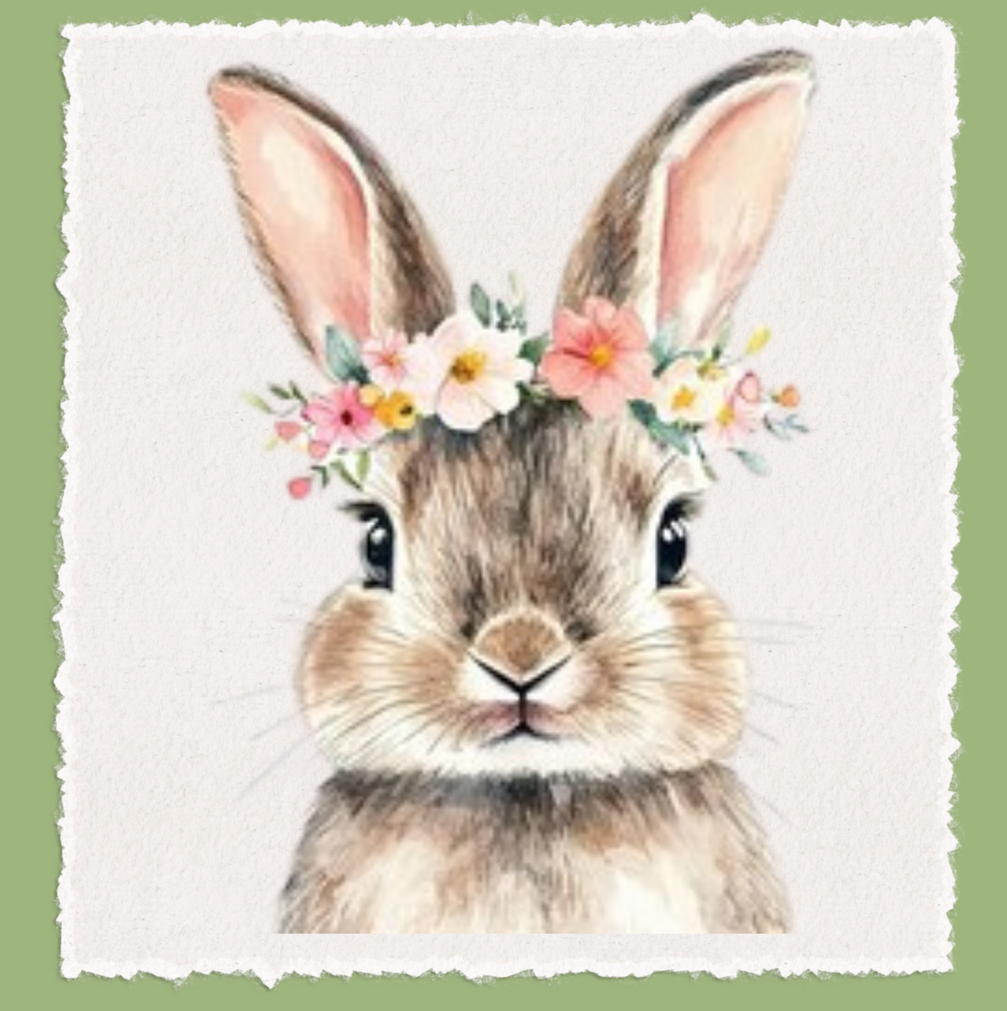 Floral Crown Bunny Waffle Weave Tea Towel