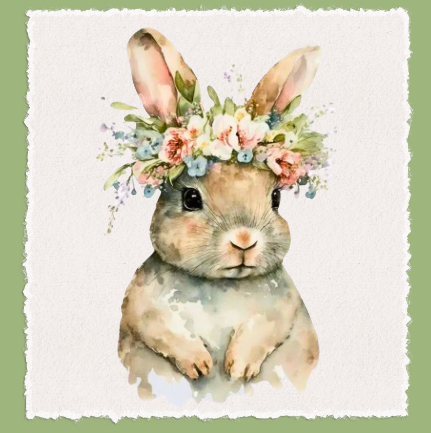 Watercolor Bunny Tea Towel