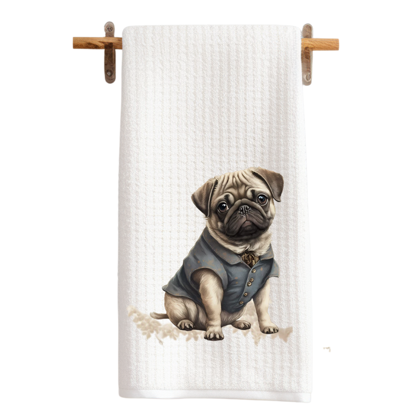 Dapper Pug Dog Tea Towel