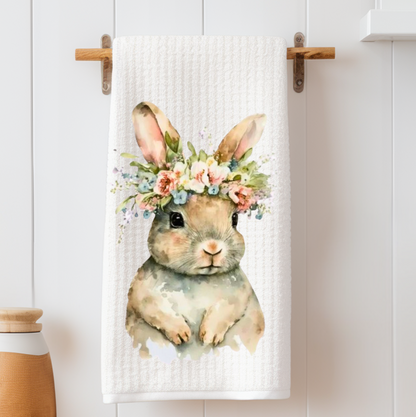 Watercolor Bunny Tea Towel