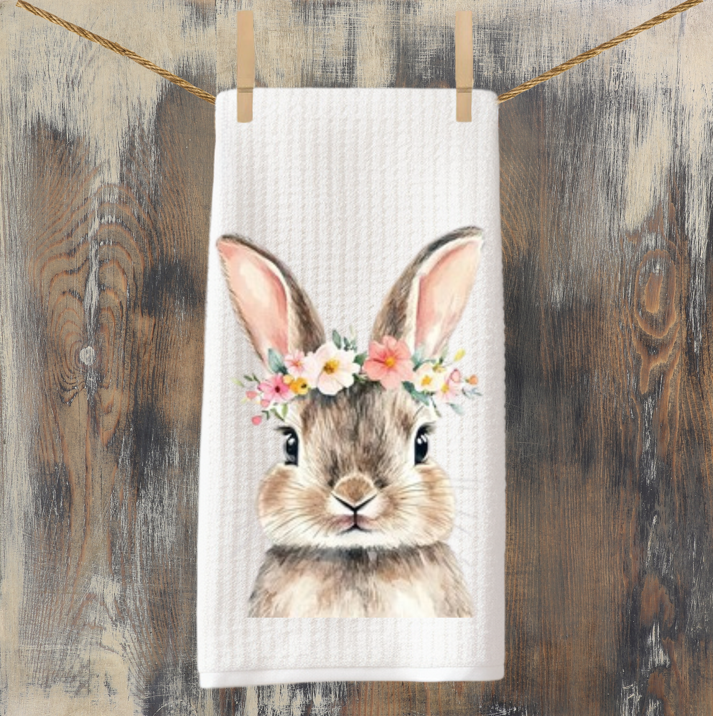 Watercolor Bunny Tea Towel