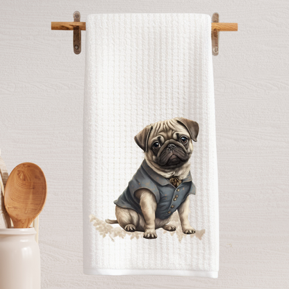 Dapper Pug Dog Tea Towel