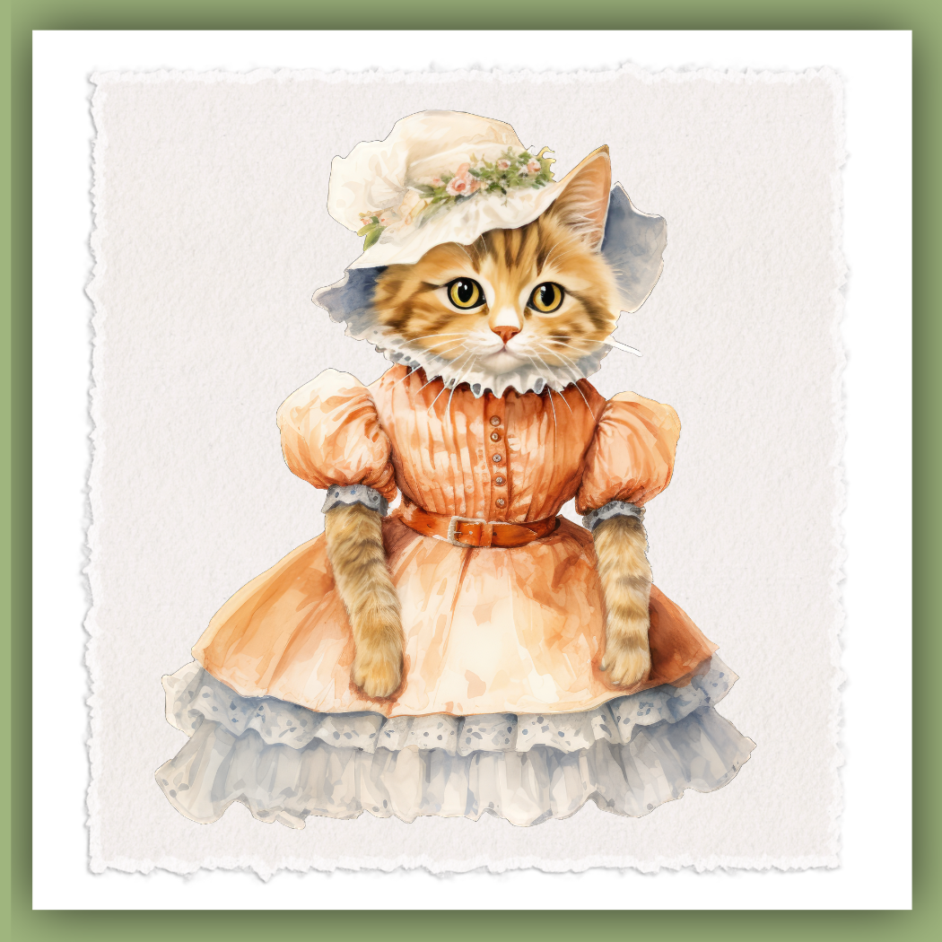 Victorian Cat Collection Tea Towel