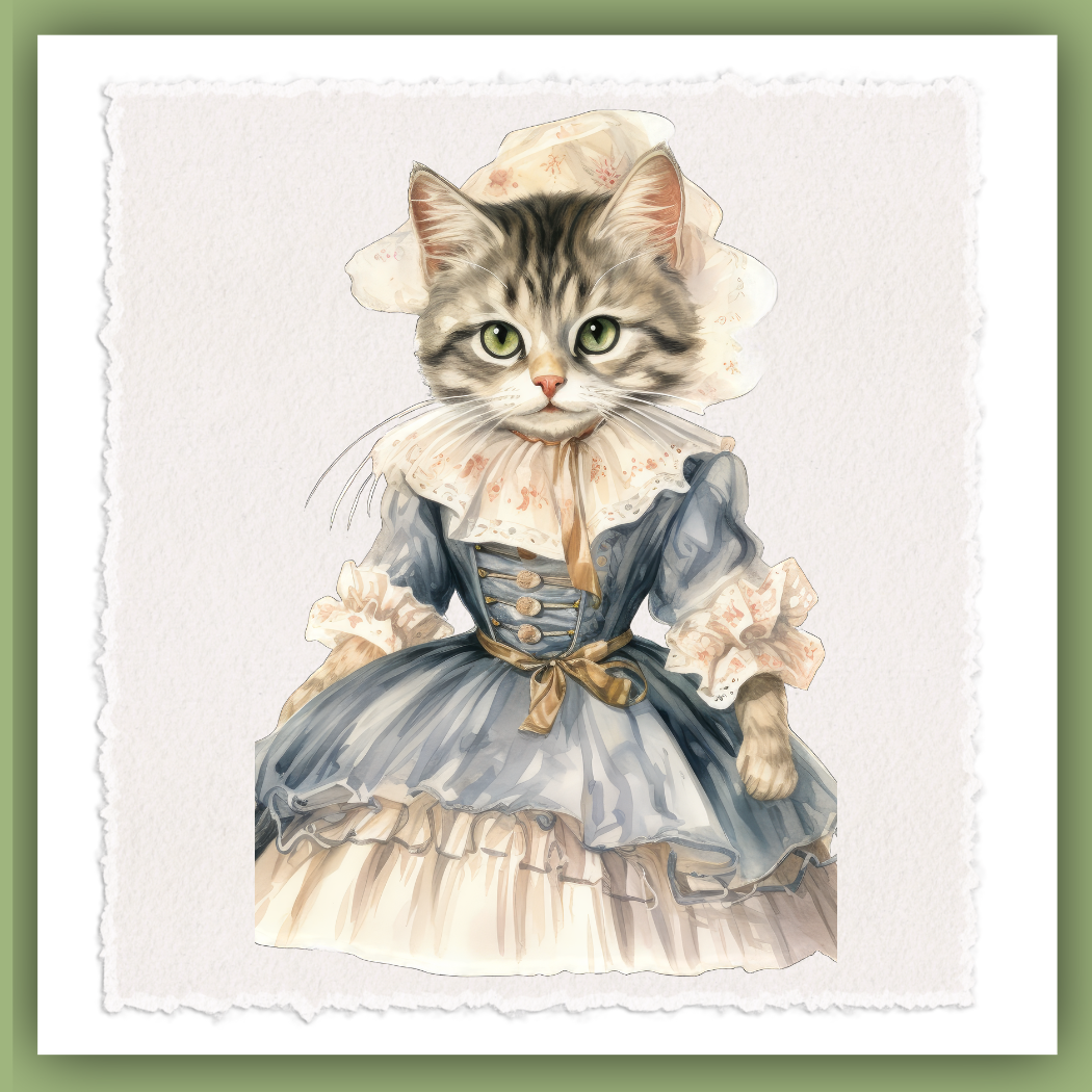 Victorian Cat Collection Tea Towel