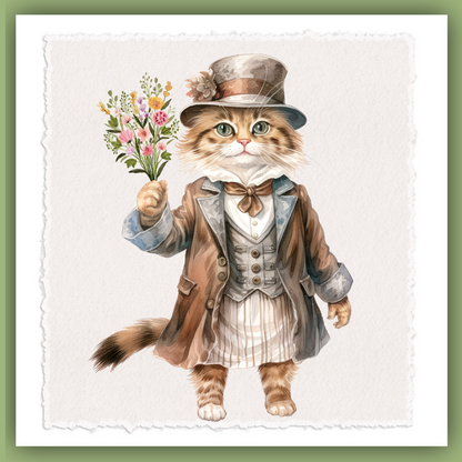 Victorian Cat Collection Tea Towel