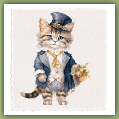 Victorian Cat Collection Tea Towel