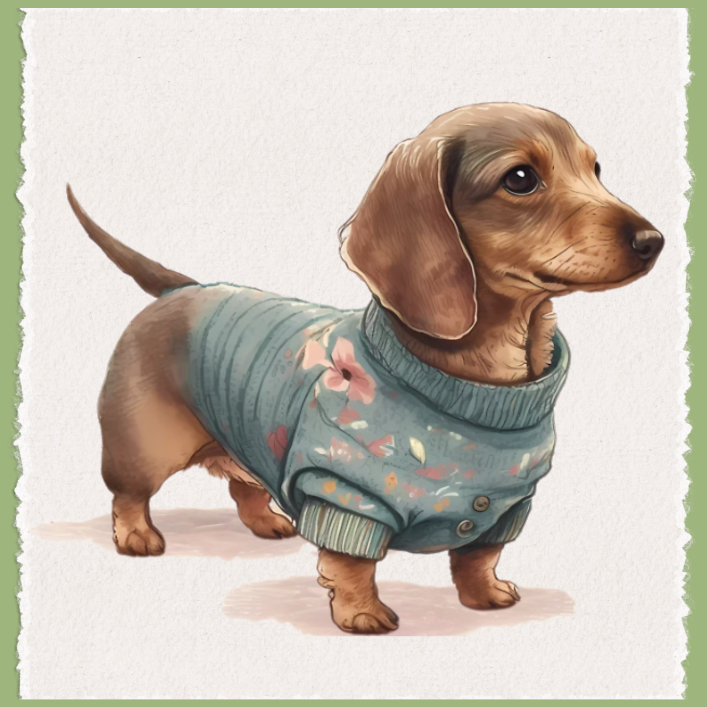 Dachshund in A Sweater Tea Towel