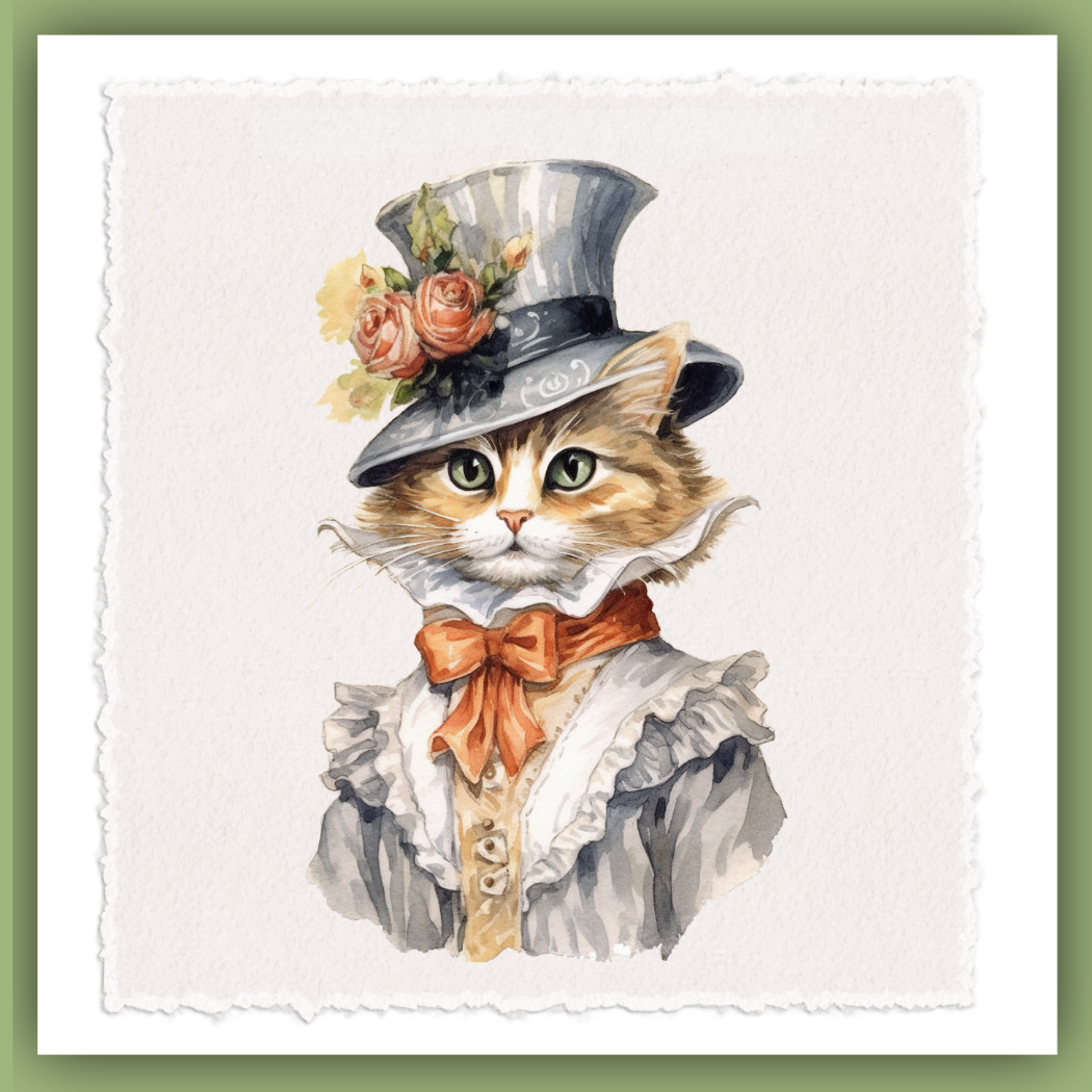 Victorian Cat Collection Tea Towel