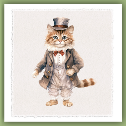 Victorian Cat Collection Tea Towel