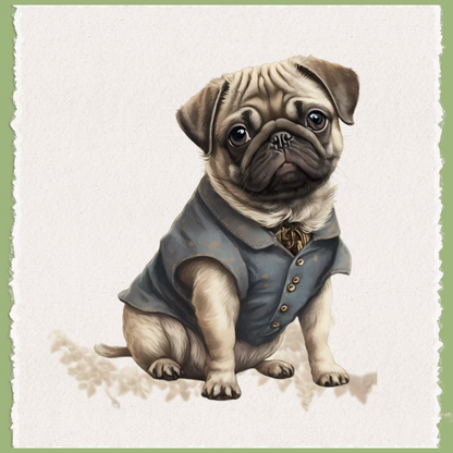 Dapper Pug Dog Tea Towel