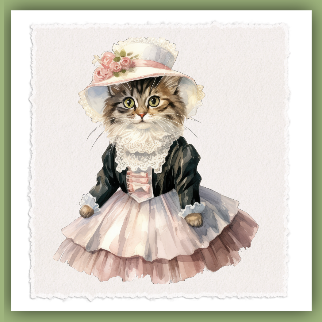 Victorian Cat Collection Tea Towel