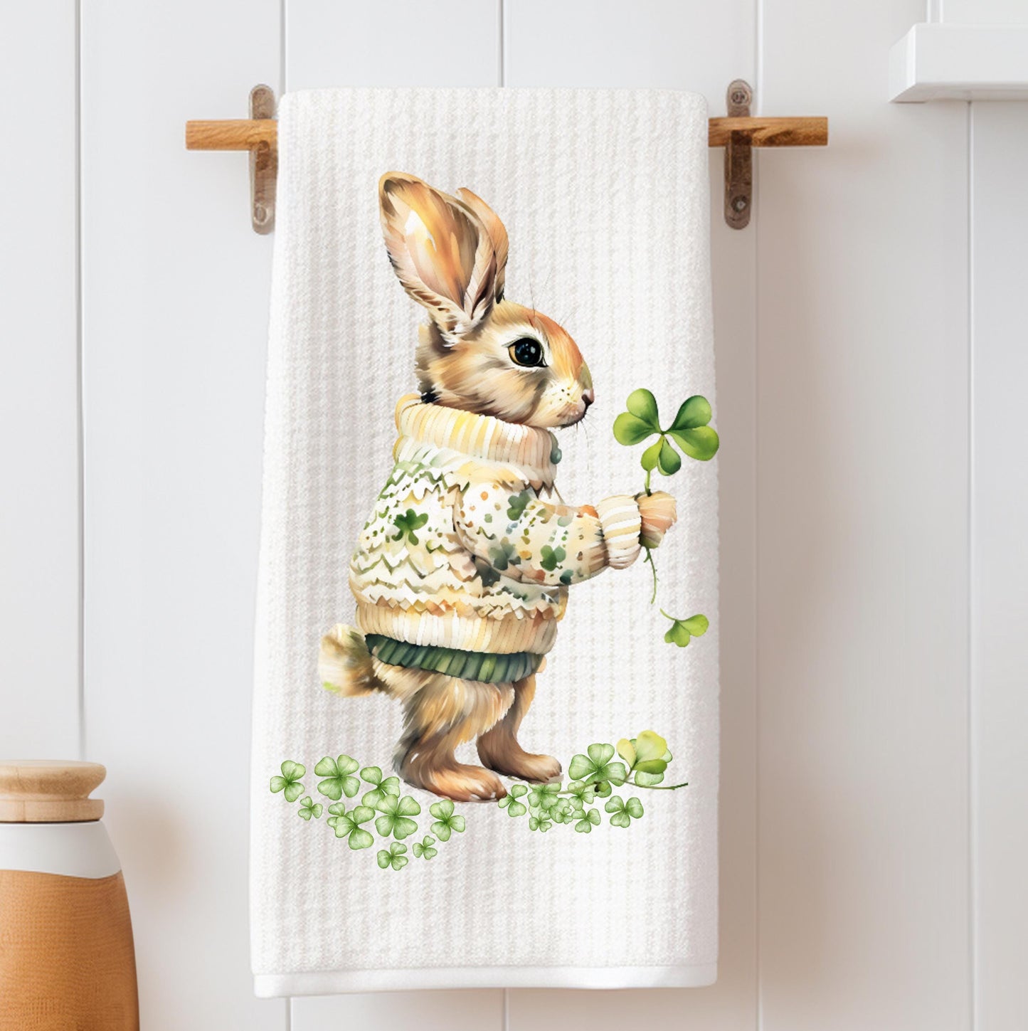 St Patricks Day Bunny Tea Towel