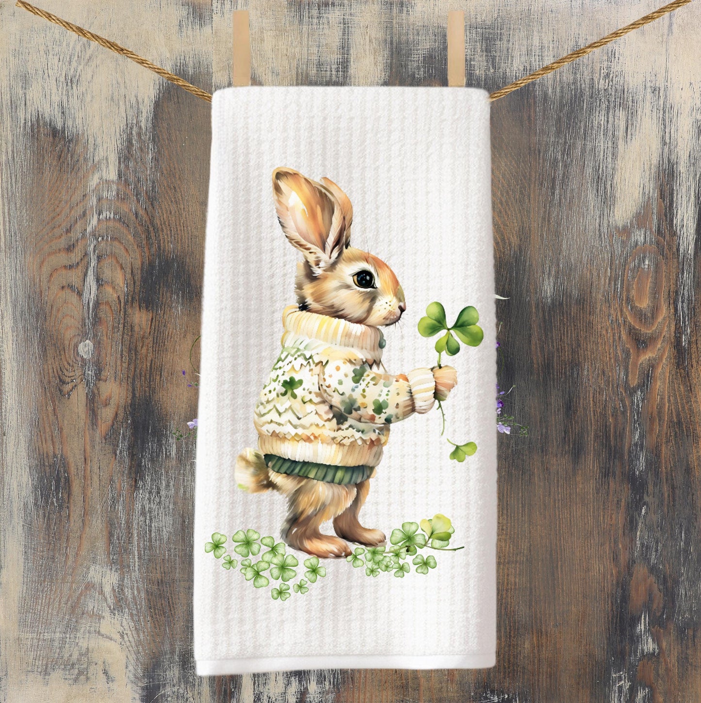 St Patricks Day Bunny Tea Towel