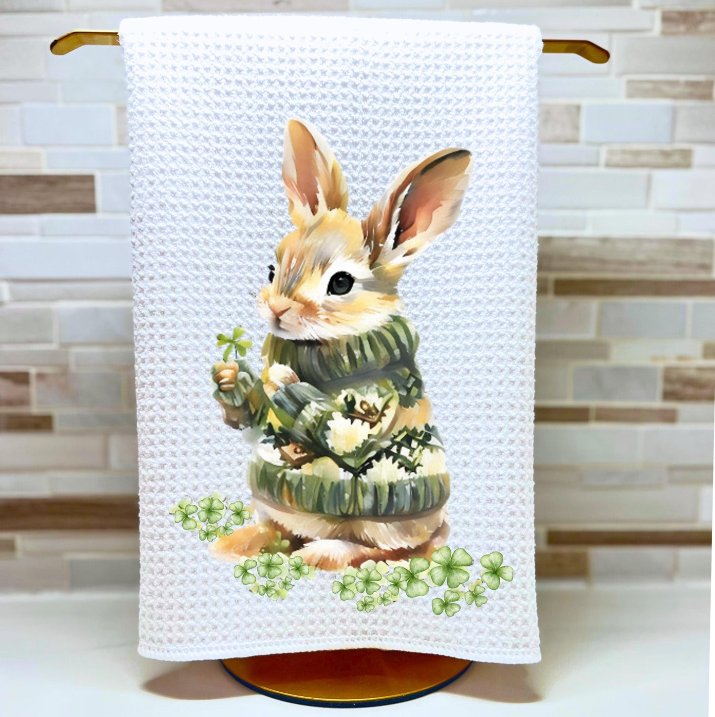 St Patricks Day Bunny Tea Towel