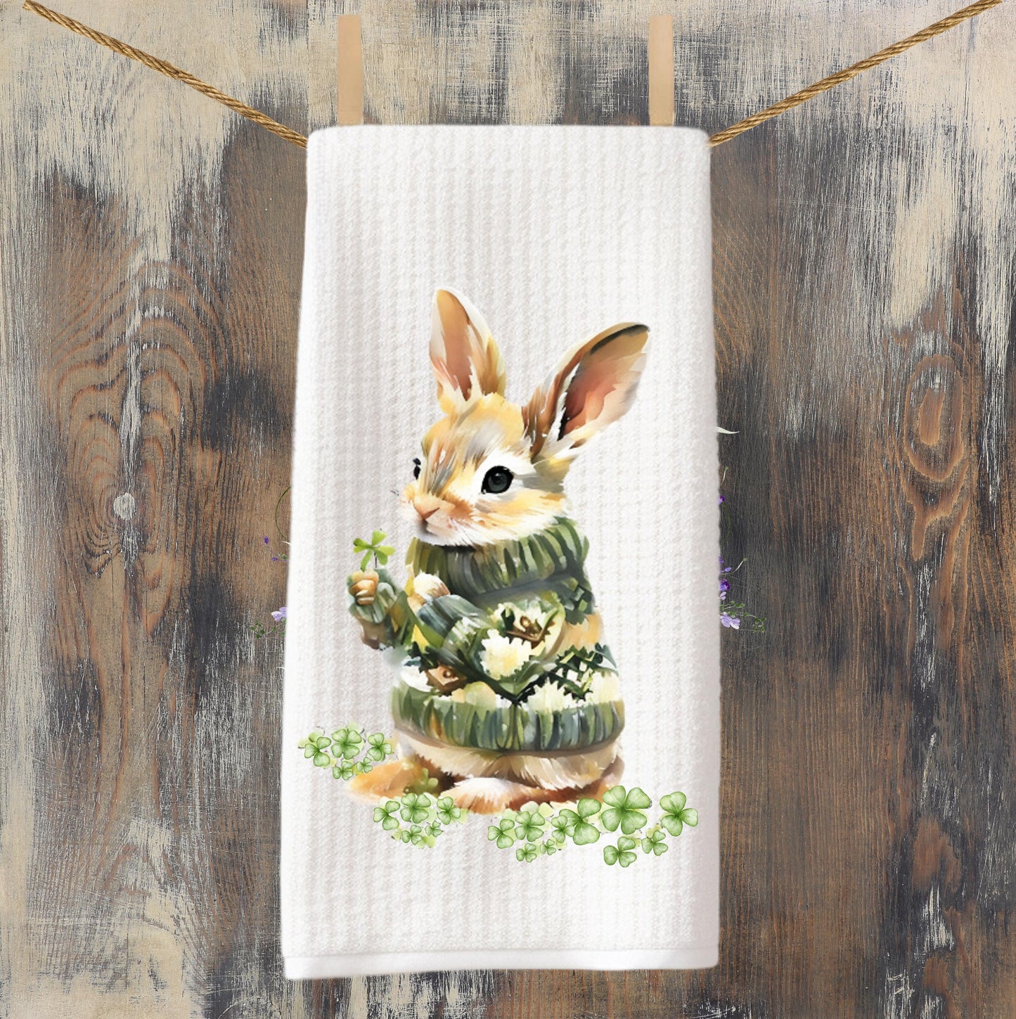 St Patricks Day Bunny Tea Towel