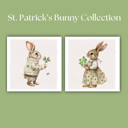 St Patricks Day Bunny Couple Tea Towel