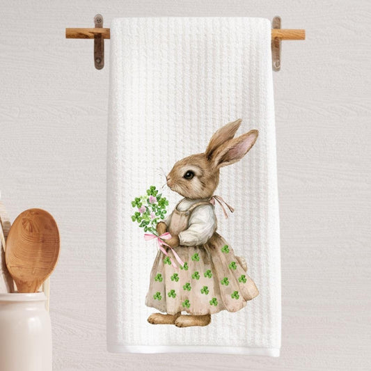 St Patricks Day Bunny Tea Towel