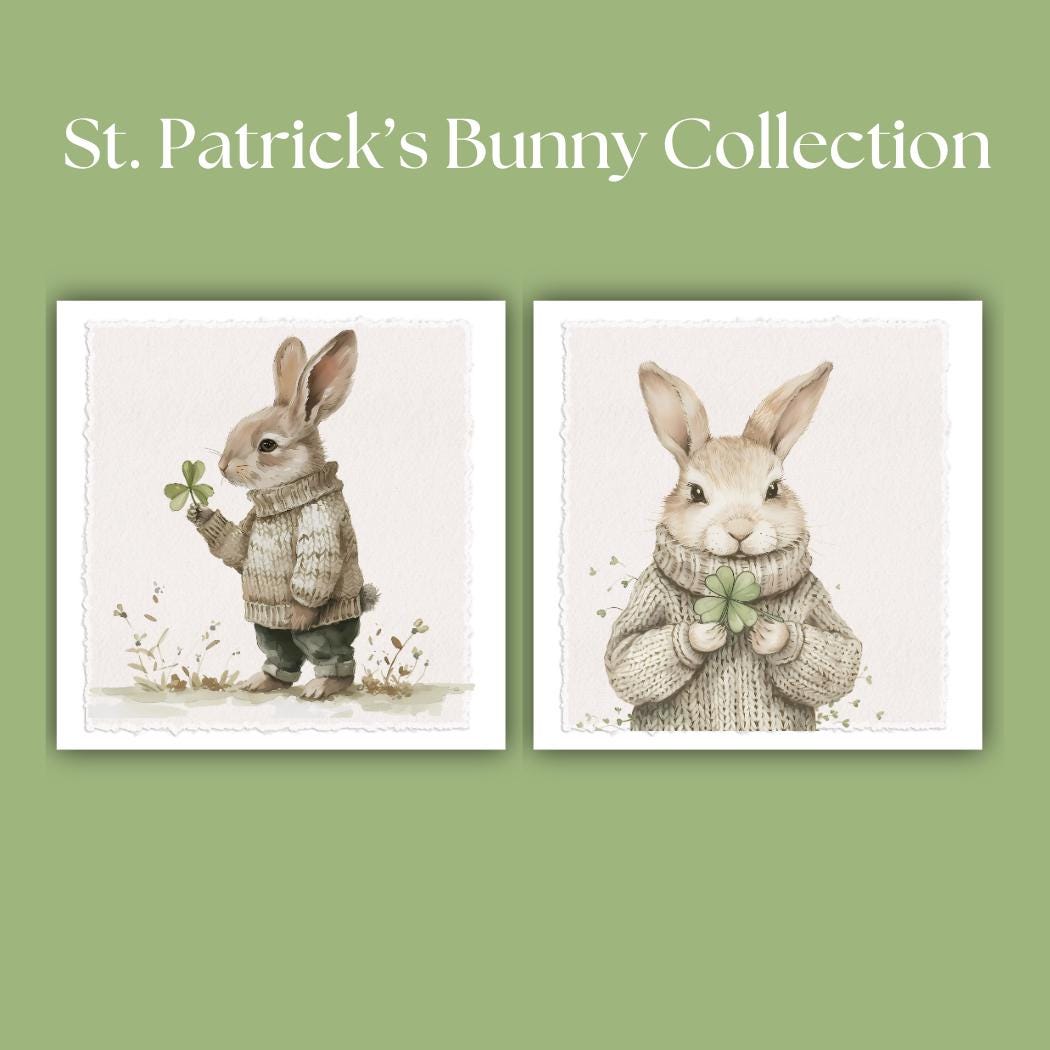 St Patricks Day Bunny Tea Towel