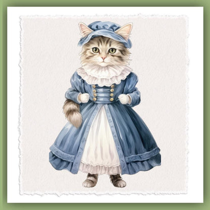 Victorian Cat Collection Tea Towel