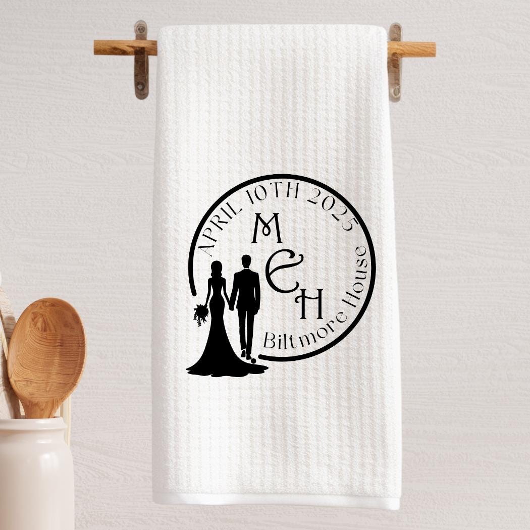 Wedding, Shower or Anniversary Gift For Couples | Classic Black & White Kitchen Decor | Personalized Custom Gift | Elegant Kitchen Decor