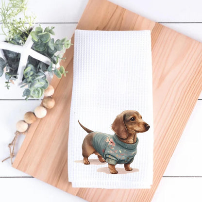 Dachshund in A Sweater Tea Towel | Decorative Dog Decor | Weiner Dog | Dachshund Puppy | Dog Lover Gift