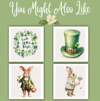 St Patricks Day Bunny Couple Tea Towel